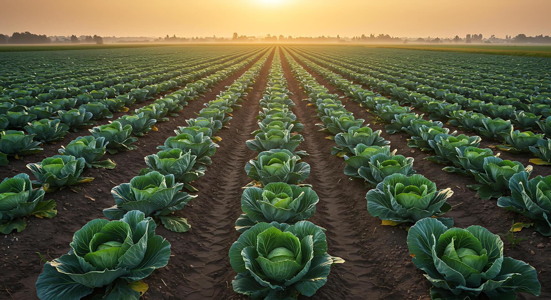Endless Rows of Cabbage Heads Stretching to the Horizon at Golde photo