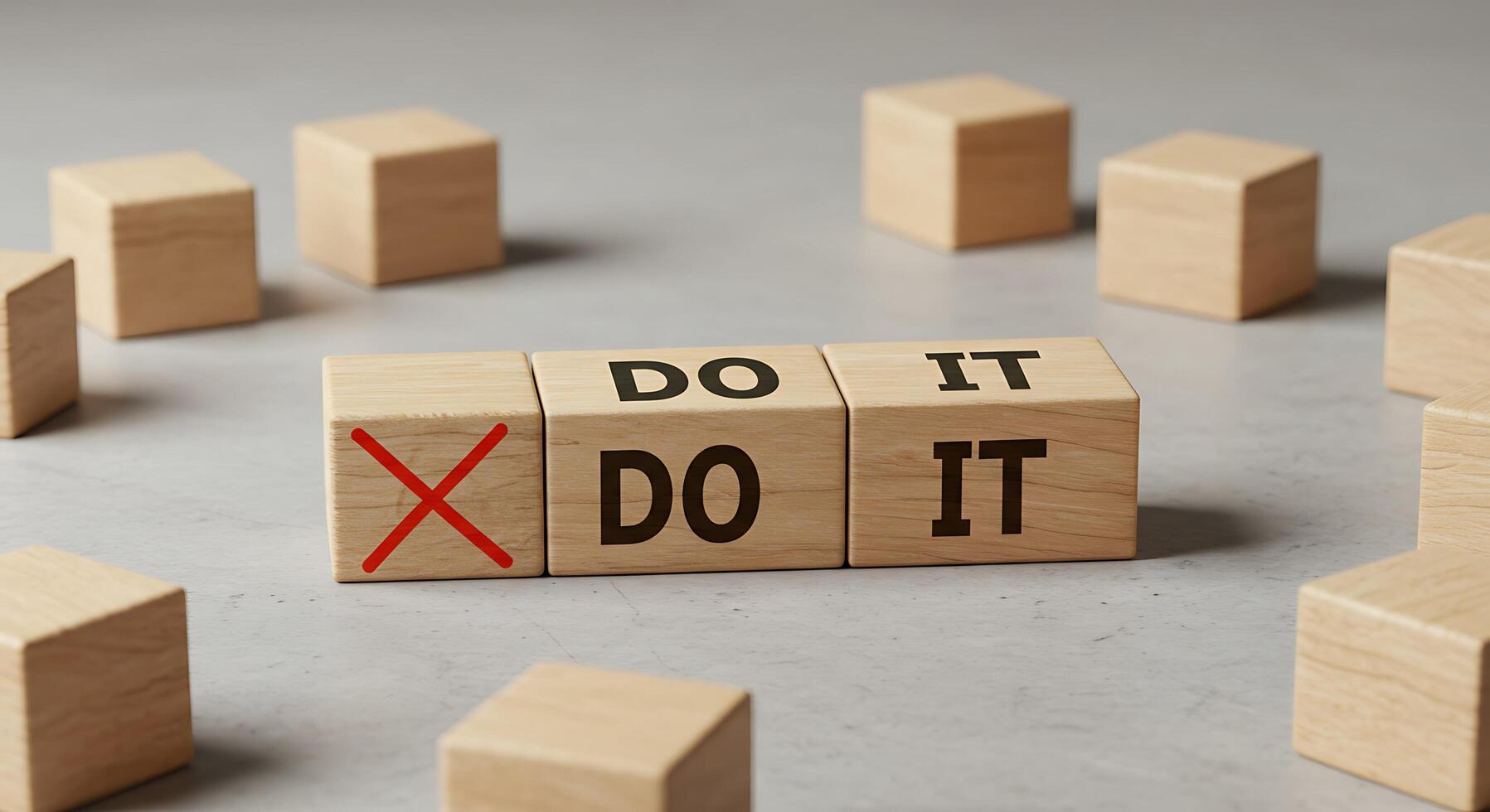 Wooden Blocks Displaying Do It with a Red X on One Block, Su photo