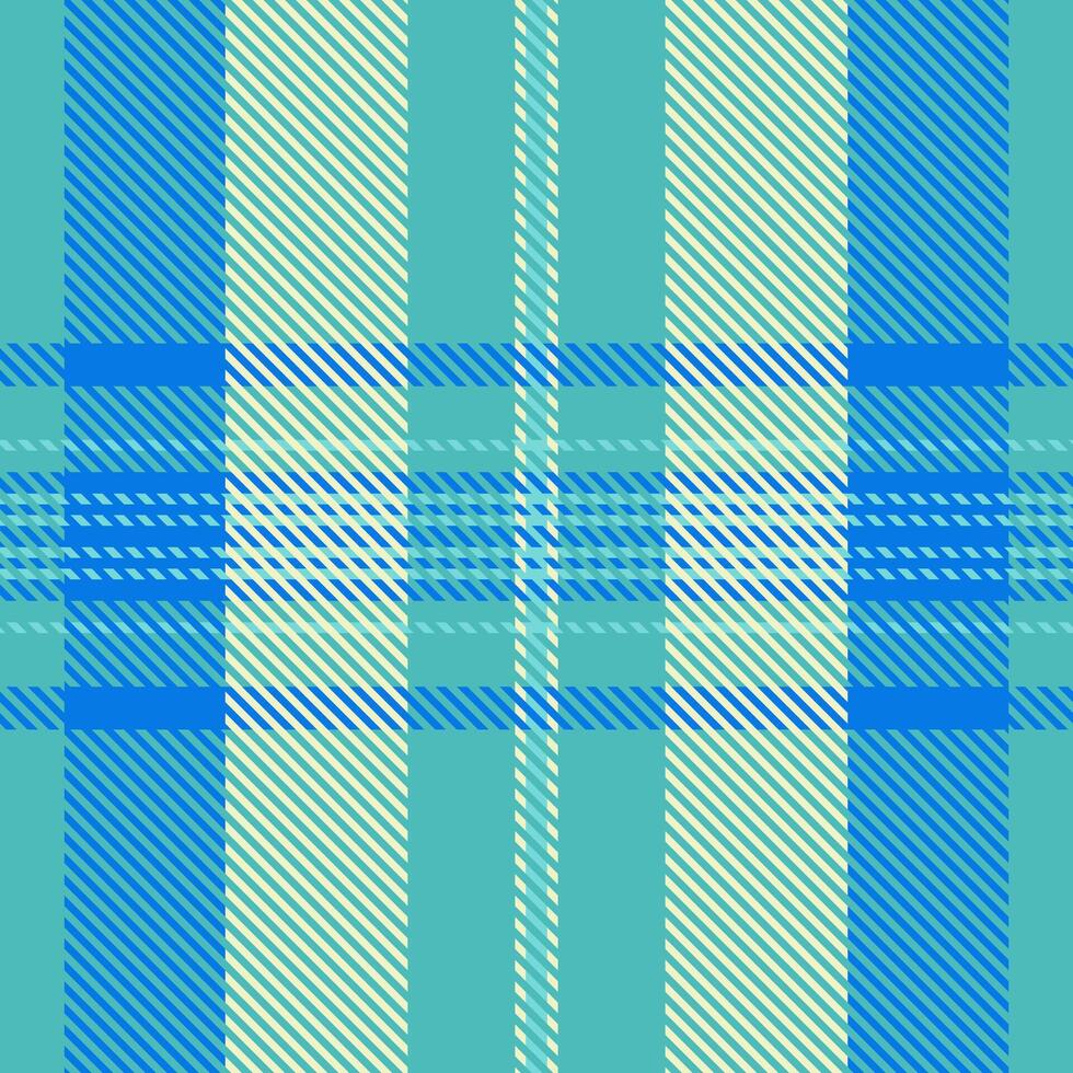 Rectangle plaid textile, rag seamless tartan pattern. Neutral check fabric texture background in teal and cyan colors. vector