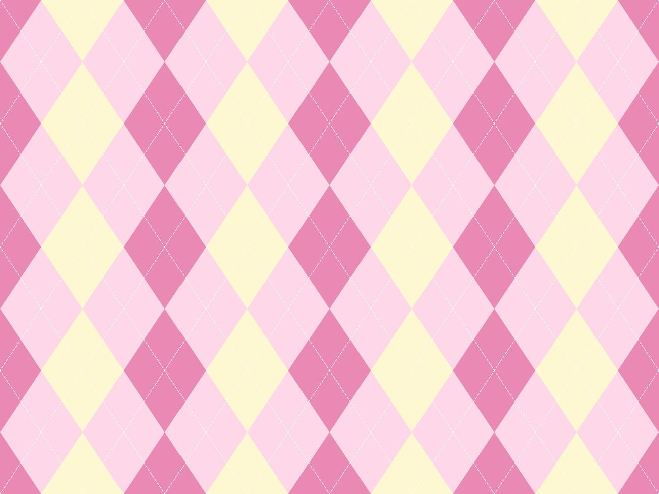 Sweet pastel pink and yellow argyle pattern. Perfect for backgrounds, textiles, or playful designs. This cheerful, seamless texture evokes feelings of happiness and sophistication. vector