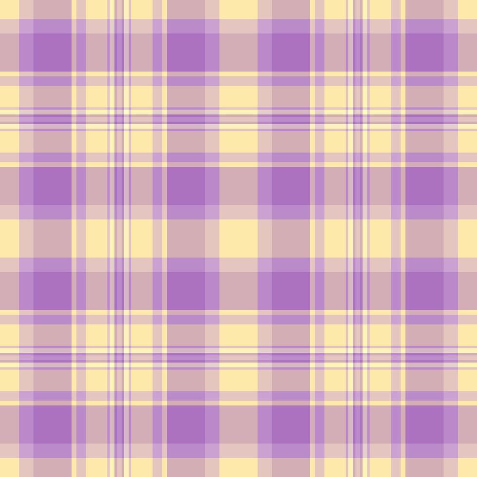 Fashionable seamless textile, trim pattern plaid texture. Valentine fabric background tartan check in light and purple colors. vector