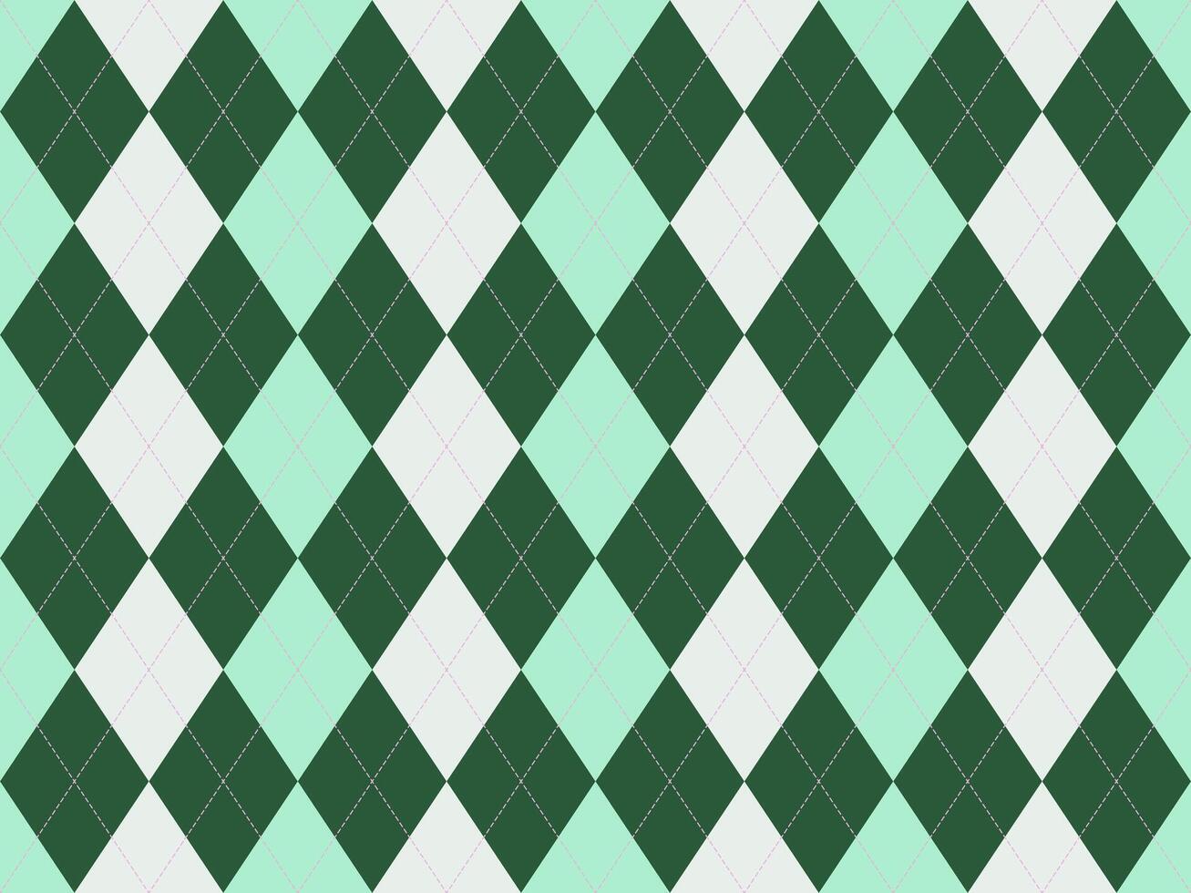 Elegant argyle pattern in mint green, forest green, and white. Perfect for backgrounds, textiles, or fashion designs. vector
