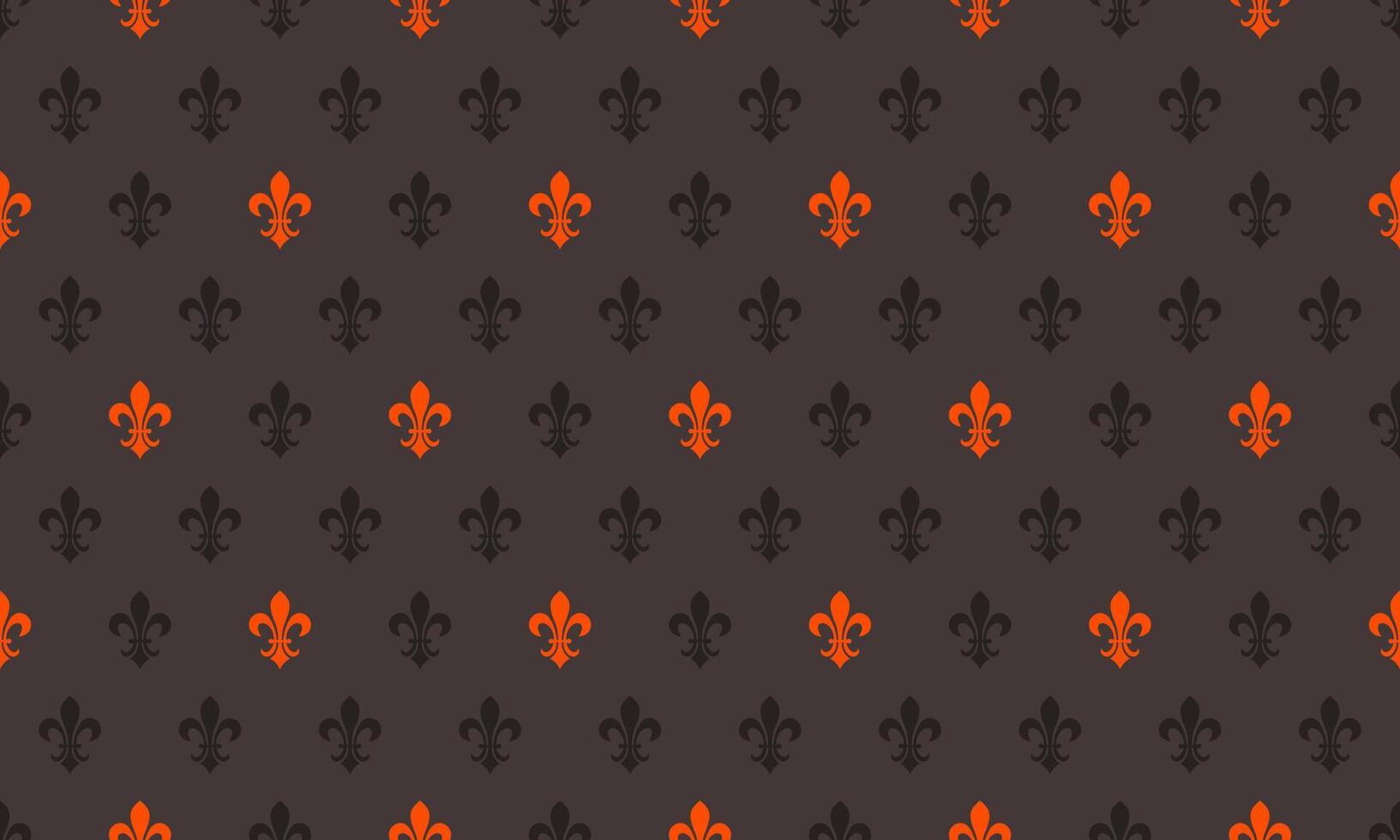 A black and orange fleur de lis pattern on a gray background vector