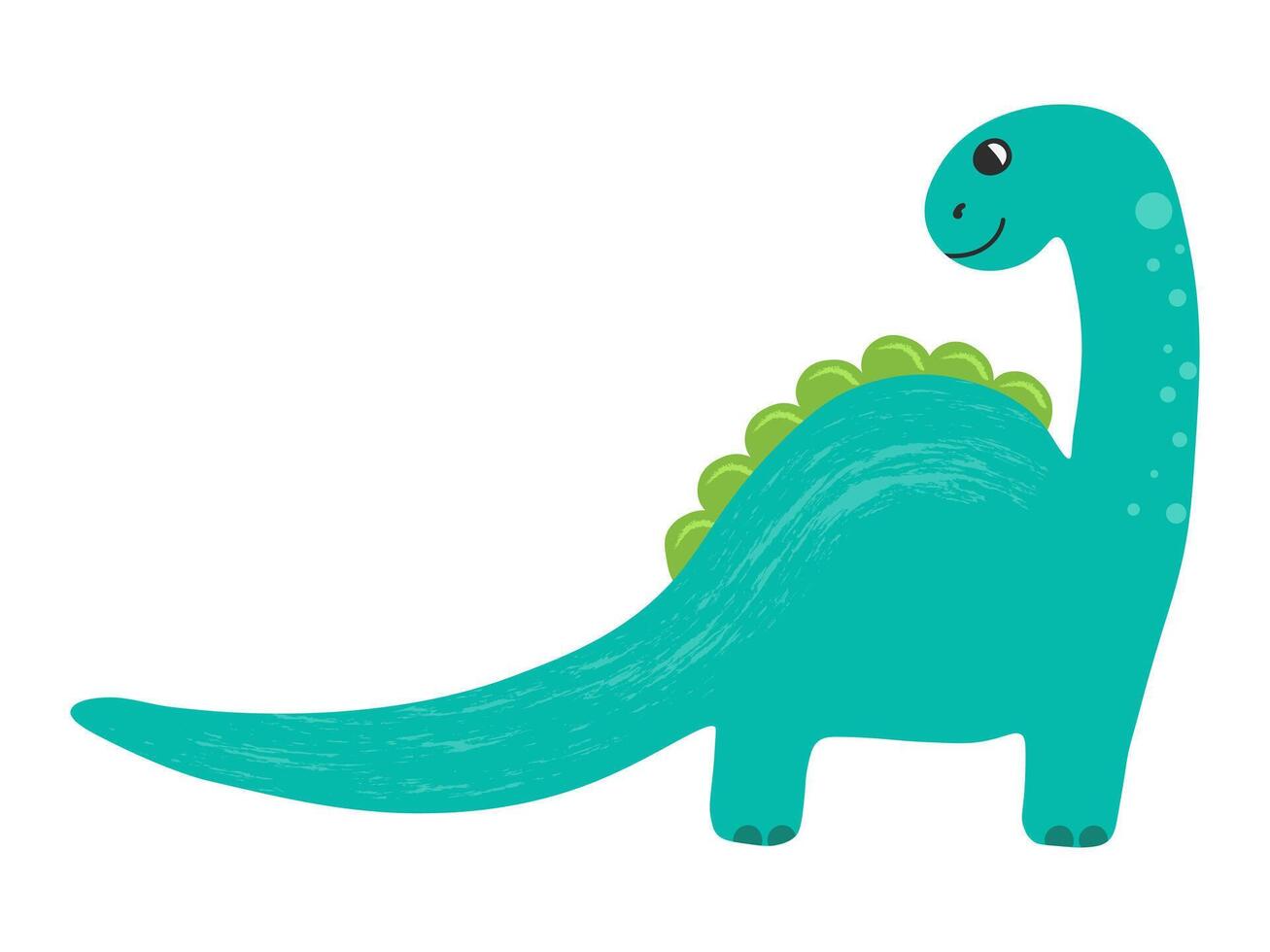 Illustration of cute cartoon dinosaur on white background. Can be used for childrens room, sticker, t-shirt, mug and other design. Cute little diplodocus. vector