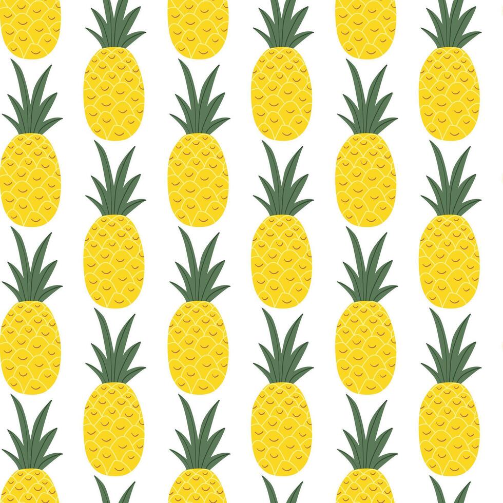 Seamless Pineapple Pattern on White Background vector