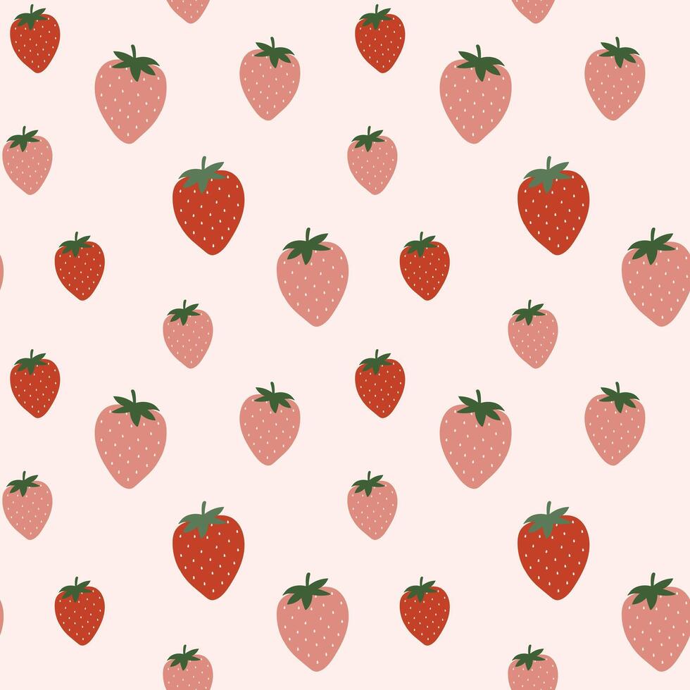 Cute strawberry seamless pattern vector