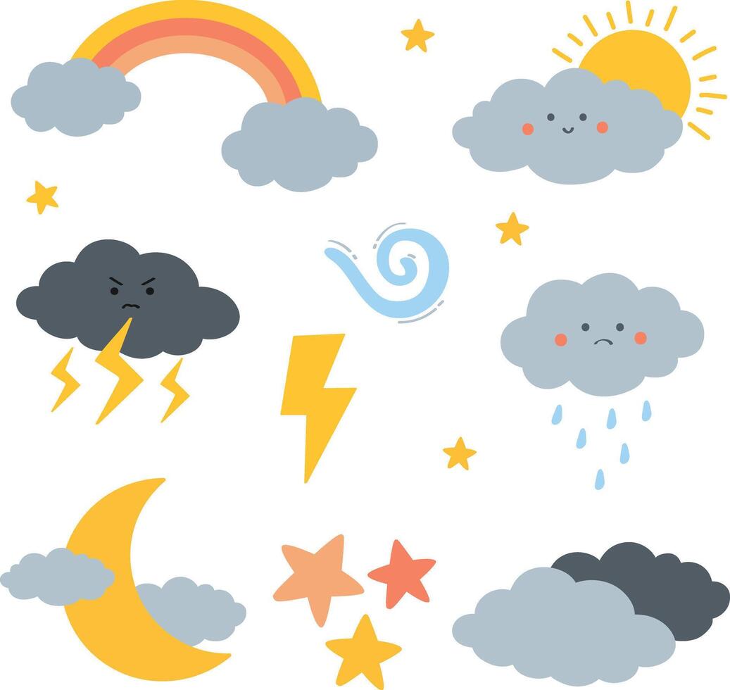 Set of Flat Weather Stickers vector