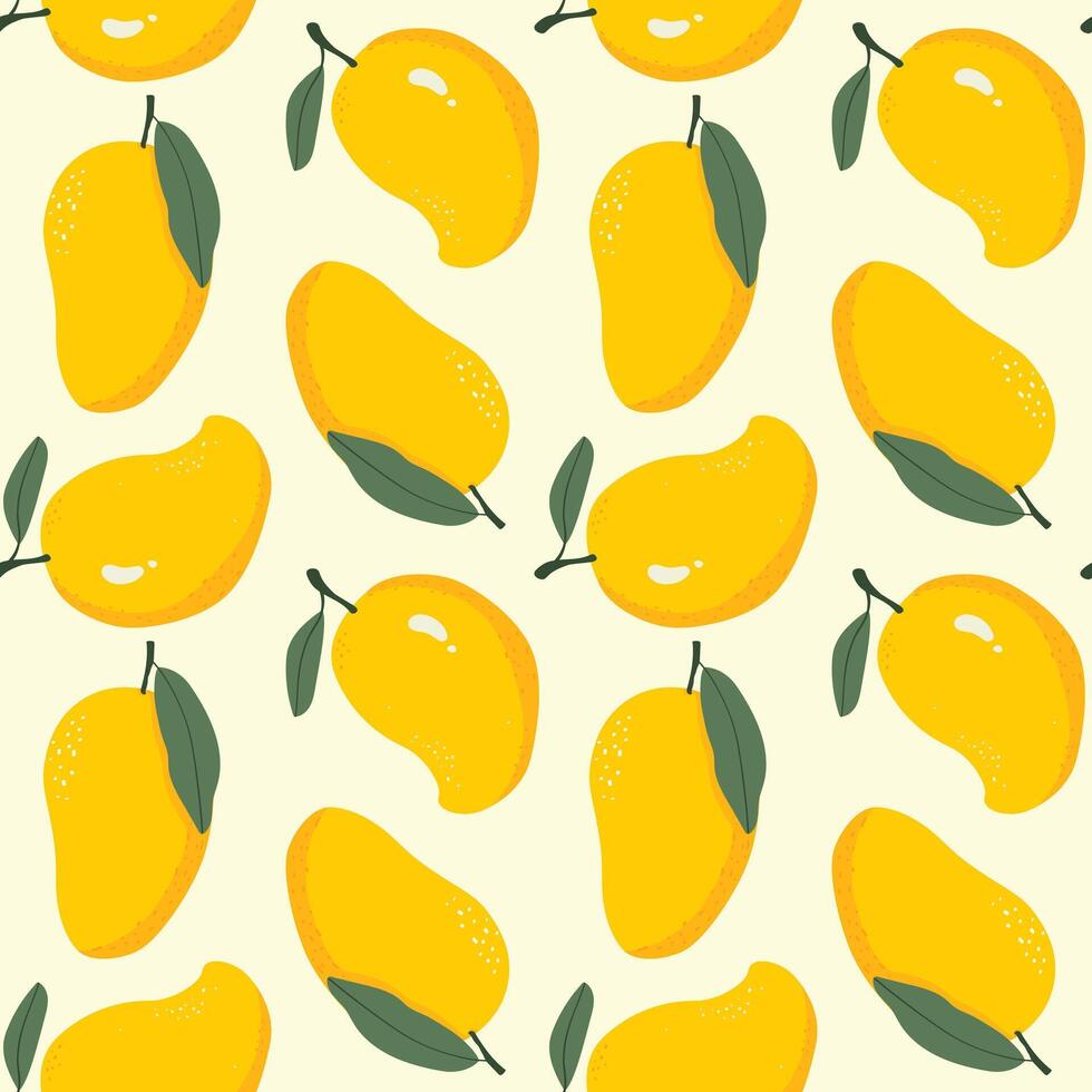 Seamless pattern with cartoon mango vector