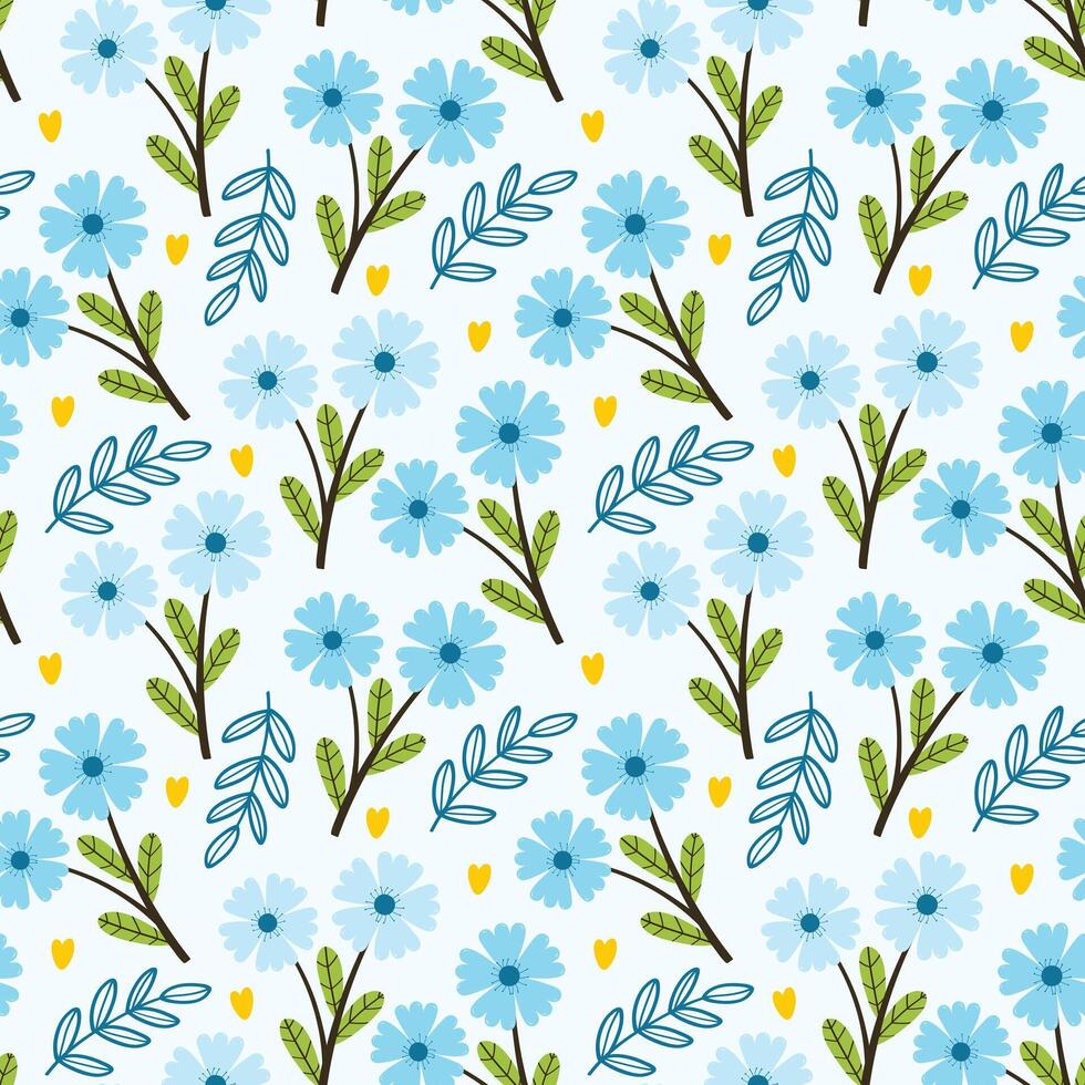 seamless pattern flower and leaves. Simple flower wallpaper for textile, gift wrap paper vector
