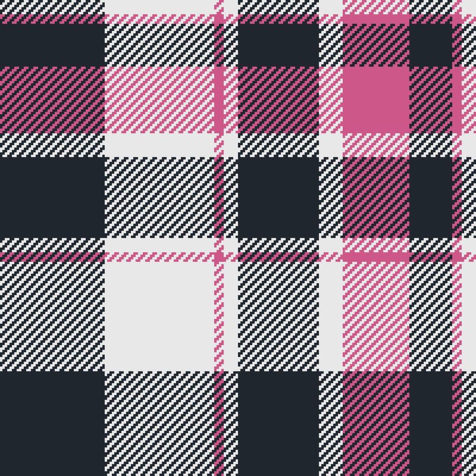 Classic tartan pattern with a modern twist. Pink, grey and black create a bold, stylish check. Use for textiles, fashion, backgrounds, or graphic design projects. vector