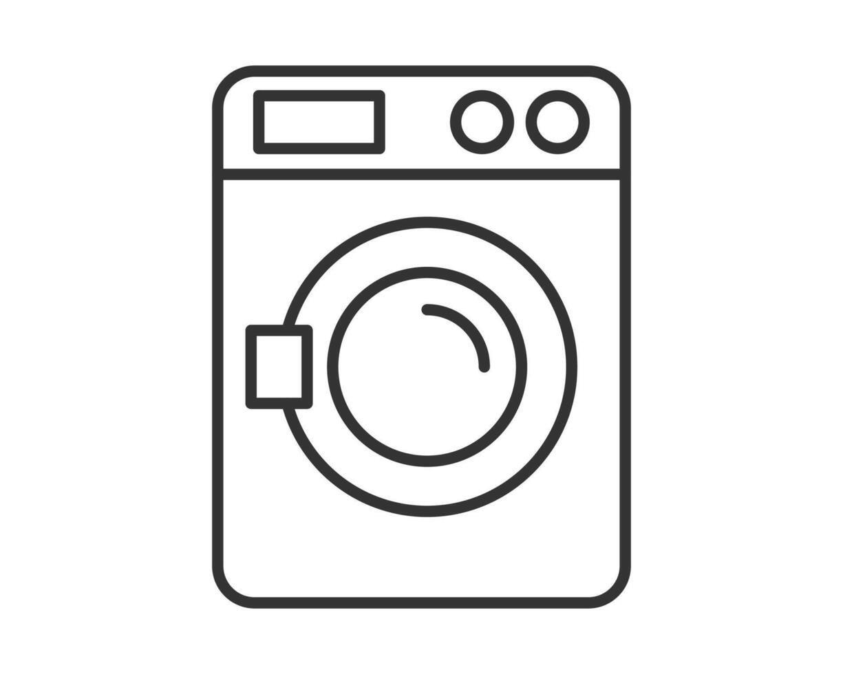 Clean line art of a washing machine. Modern, minimalist style. Perfect for laundry services, appliance stores, and home cleaning concepts. Symbol of domestic life, routine and technology. vector