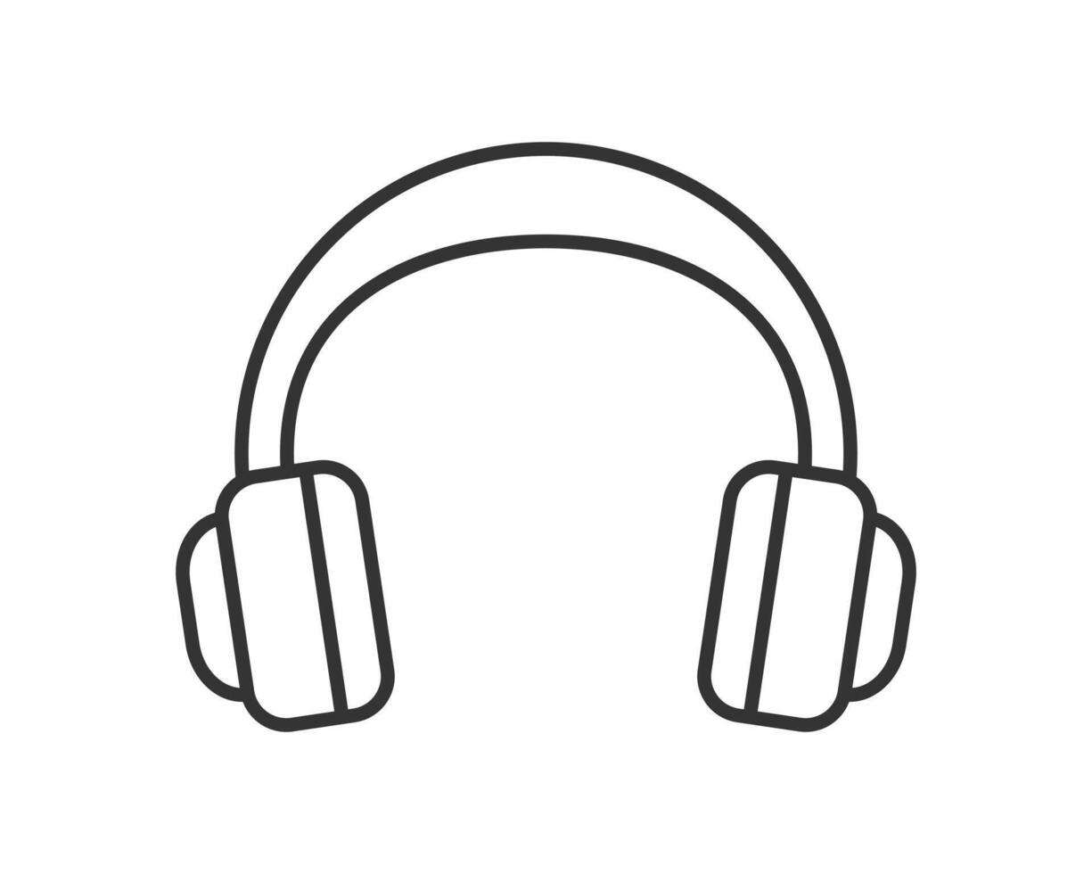 Minimalist icon of headphones. Simple outline style ideal for apps, websites, or print. Represents music, audio, listening, podcasting, and entertainment. vector