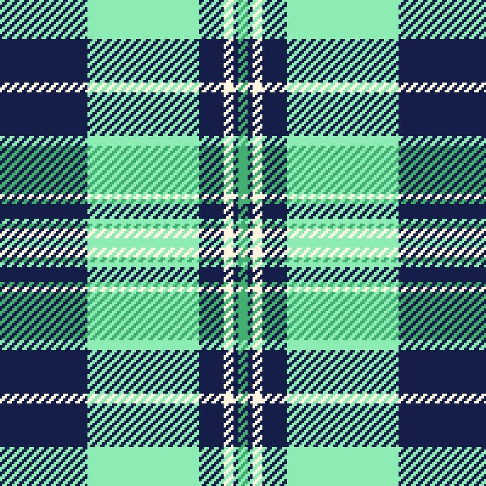 Vibrant mint green and navy plaid pattern. Perfect for textile design, fashion, websites, or branding. Seamless texture evokes feelings of freshness and sophistication. vector