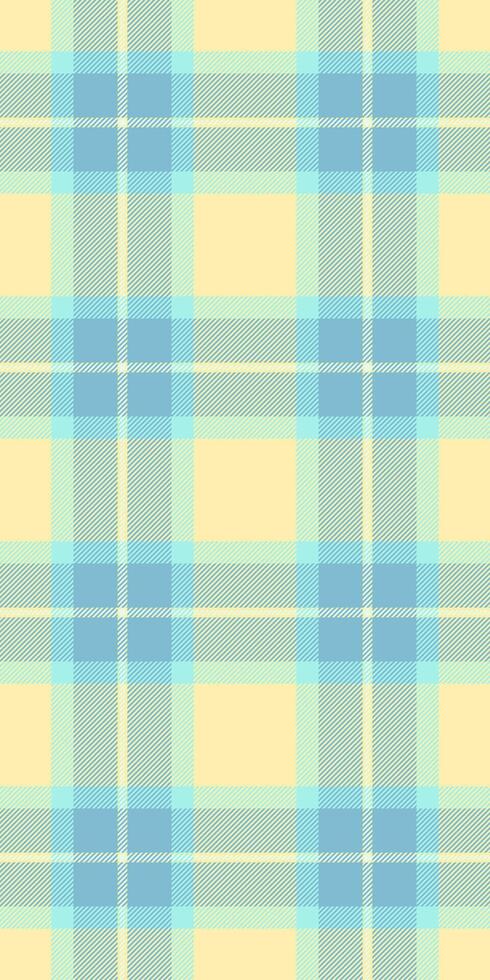 Perfect fabric pattern, isolation plaid texture seamless. Couch background textile tartan check in yellow and cyan colors. vector