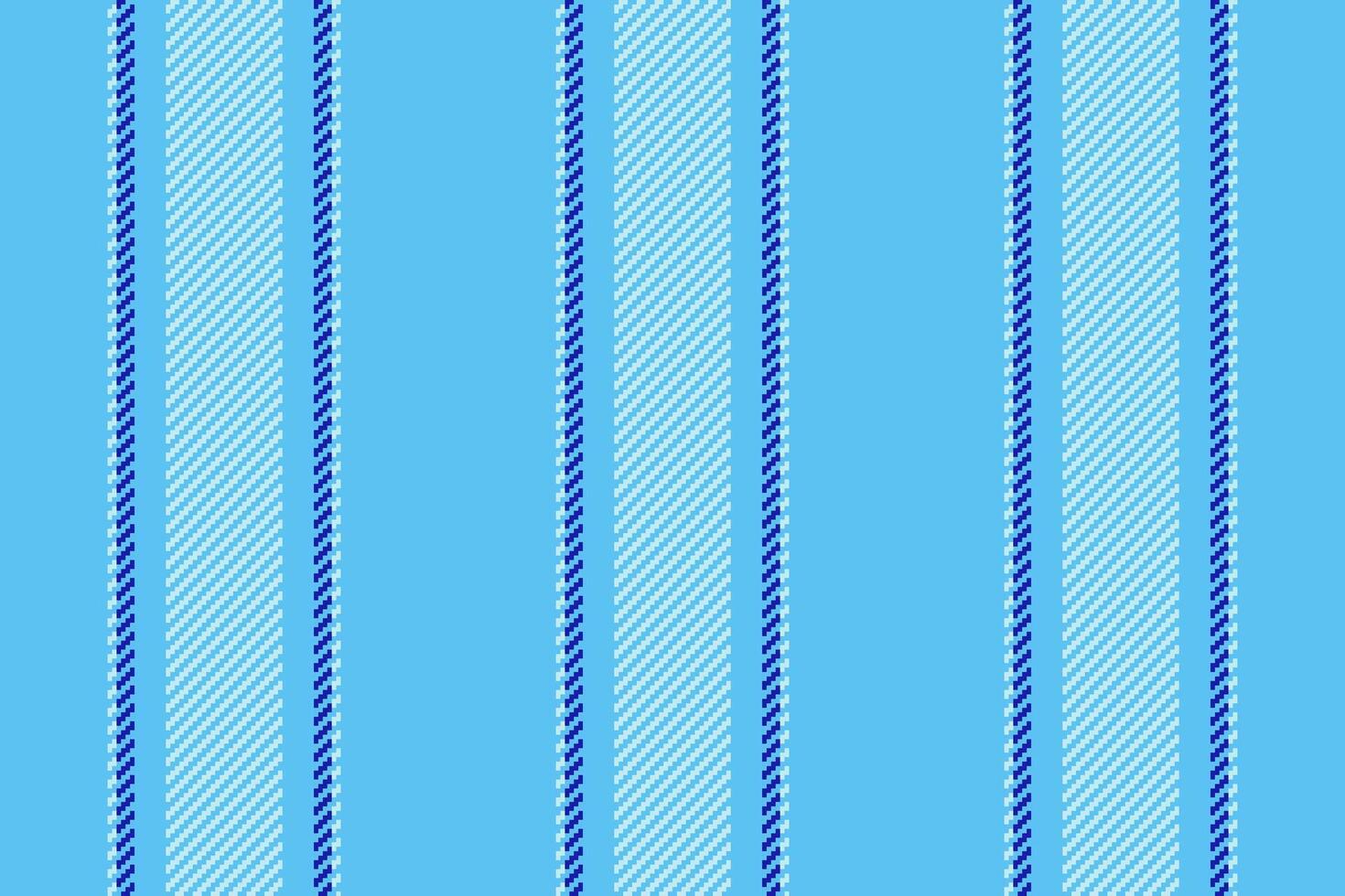 Coft lines background pattern, folk stripe fabric seamless. Foat textile texture vertical in cyan and light colors. vector