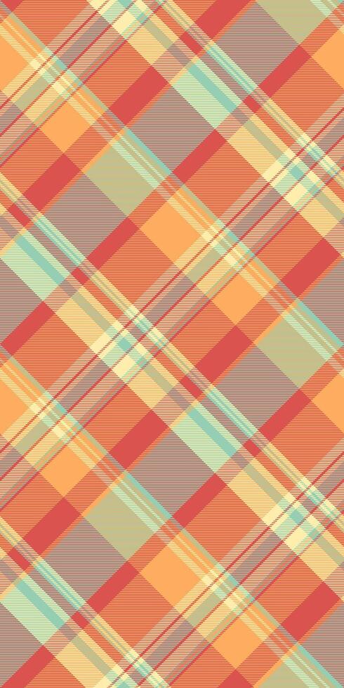 Vibrant diagonal plaid pattern in warm autumnal tones. Perfect for textile design, fashion, or website backgrounds. This cheerful, textured image evokes feelings of warmth and comfort. vector
