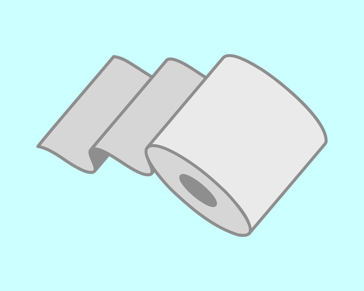 Simple, clean illustration of a toilet paper roll against a light blue background. Perfect for hygiene, cleanliness, or everyday life concepts. Ideal for websites, apps, or infographics. vector