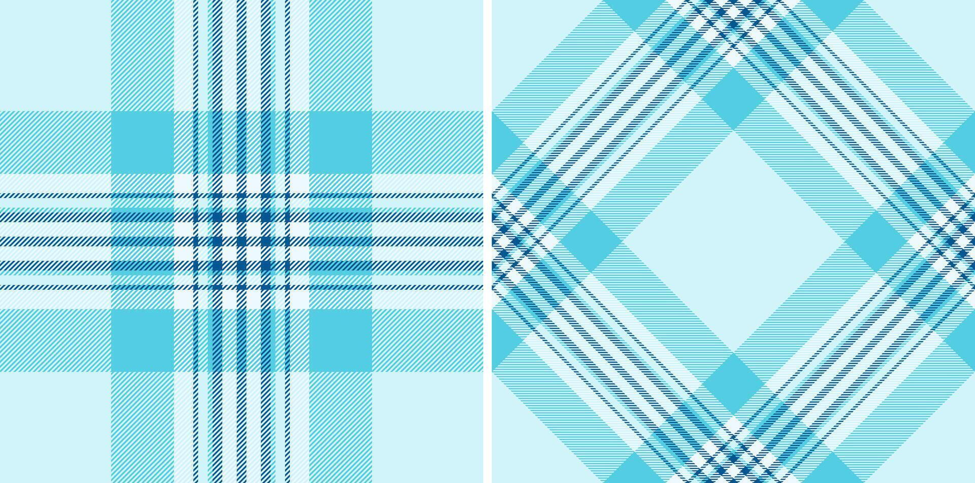 Two stylish pastel blue plaid patterns, perfect for textile design, apparel, or website backgrounds. These seamless textures offer a fresh, modern feel and evoke feelings of serenity and calmness. vector