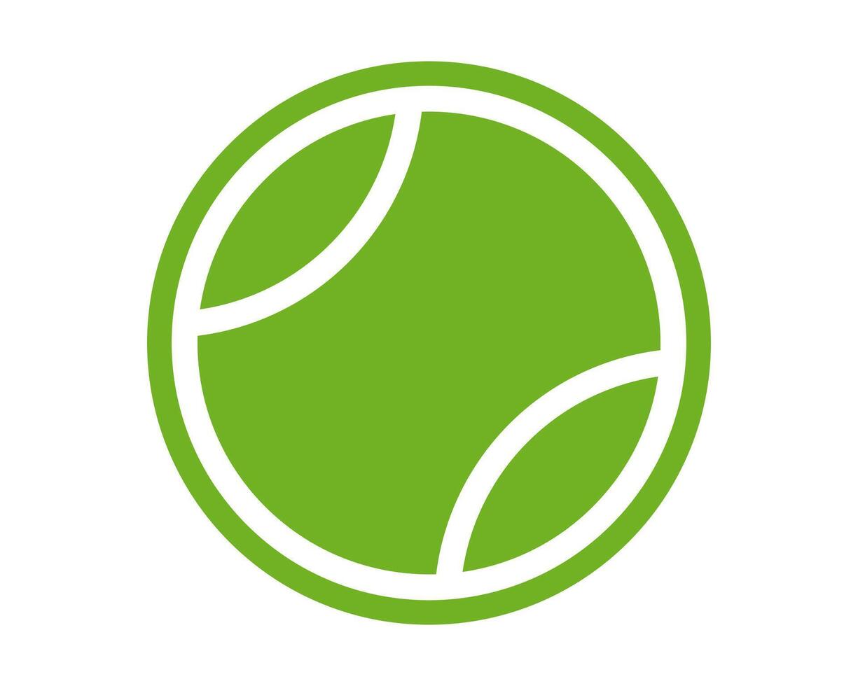 Simple green tennis ball icon on white. Symbol of sport, recreation, and active lifestyle. Great for apps, logos, and web design projects. vector
