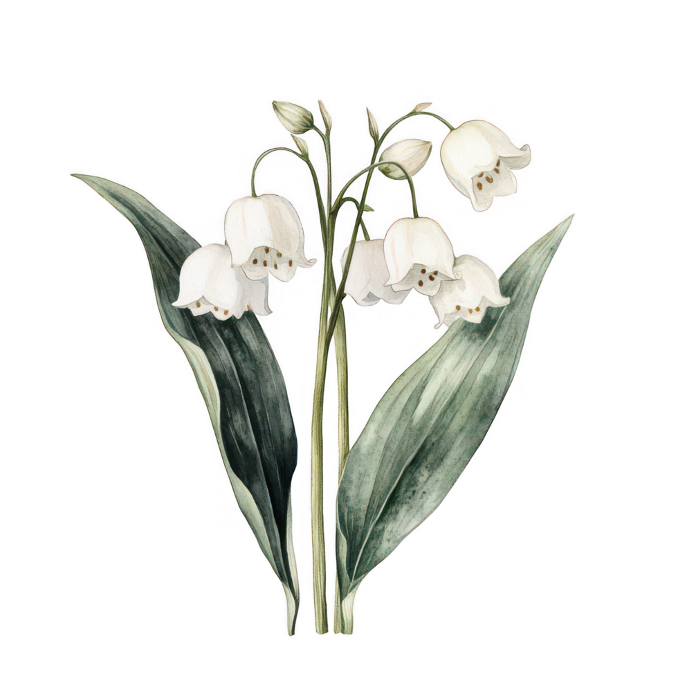 Lily of the valley flower blossom floral botanical illustration on transparent background png
