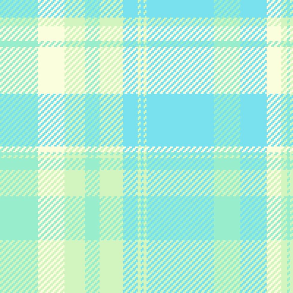 Pastel plaid pattern. Soft, calming design in light blue, green, and cream tones. Perfect for backgrounds, textiles, or packaging. Evokes feelings of serenity and spring. vector