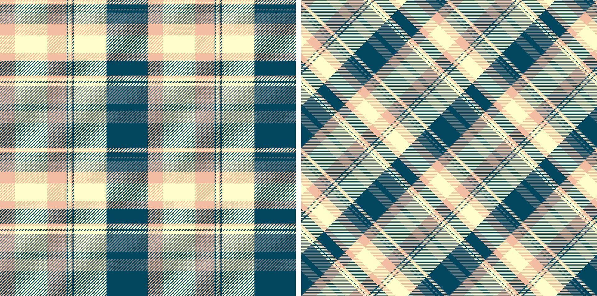 Classic plaid patterns. Includes both straight and diagonal tartan designs with a retro color palette. Great for backgrounds, textiles, and designs. vector