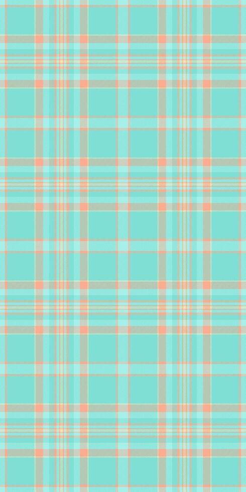 Serene aqua and peach plaid pattern. Perfect for textile design, website backgrounds, or crafting projects. This soft, pastel texture evokes feelings of calm and summer. vector