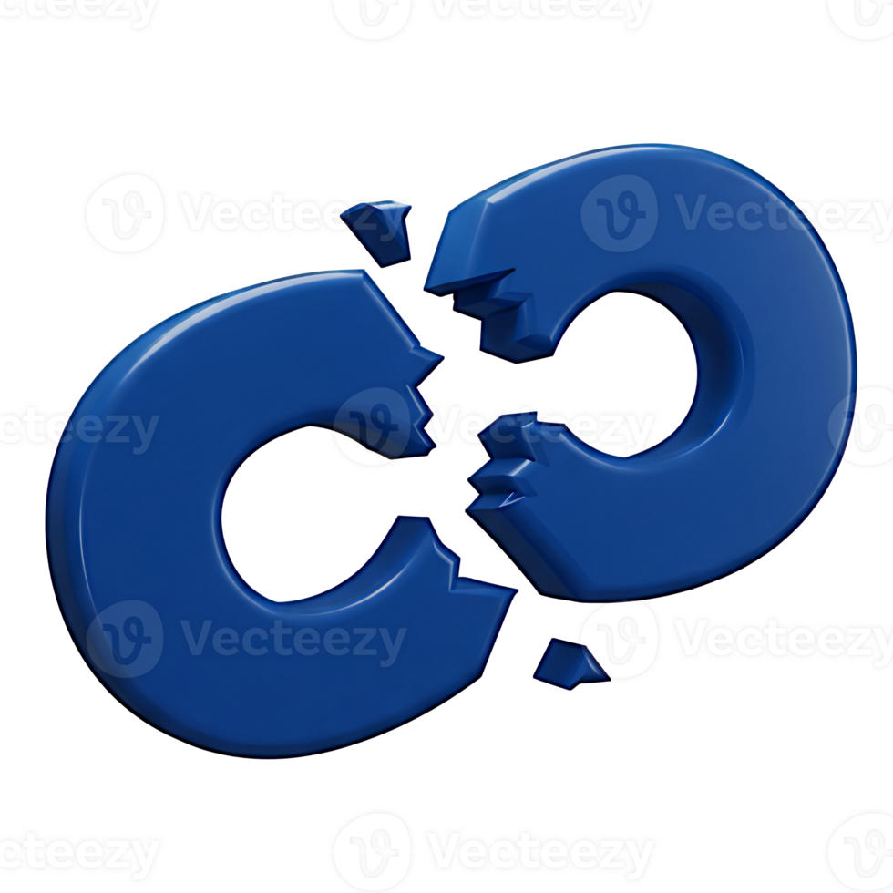 3D Render of Broken Blue Interlinked Rings Abstract Concept png