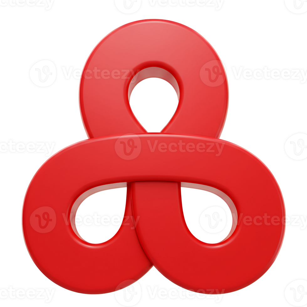 Abstract Red 3D Interlocking Shape Design Element png