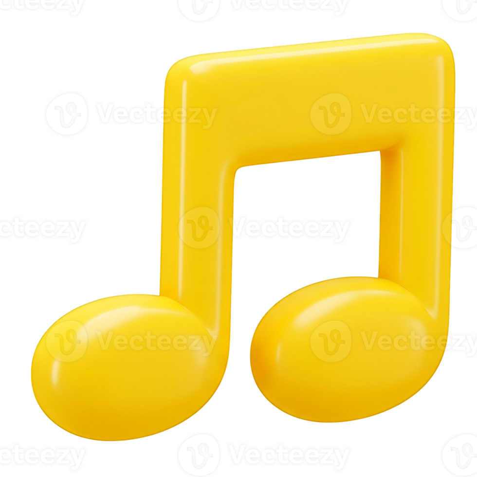 3D Render of a Yellow Music Note Icon png