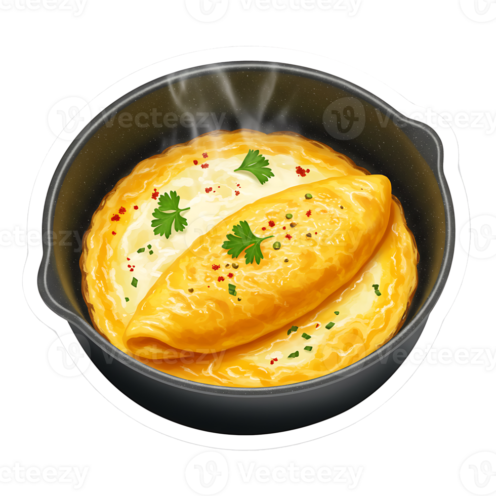 Simple homemade omelette cooked fresh with soft texture and crisp edge png