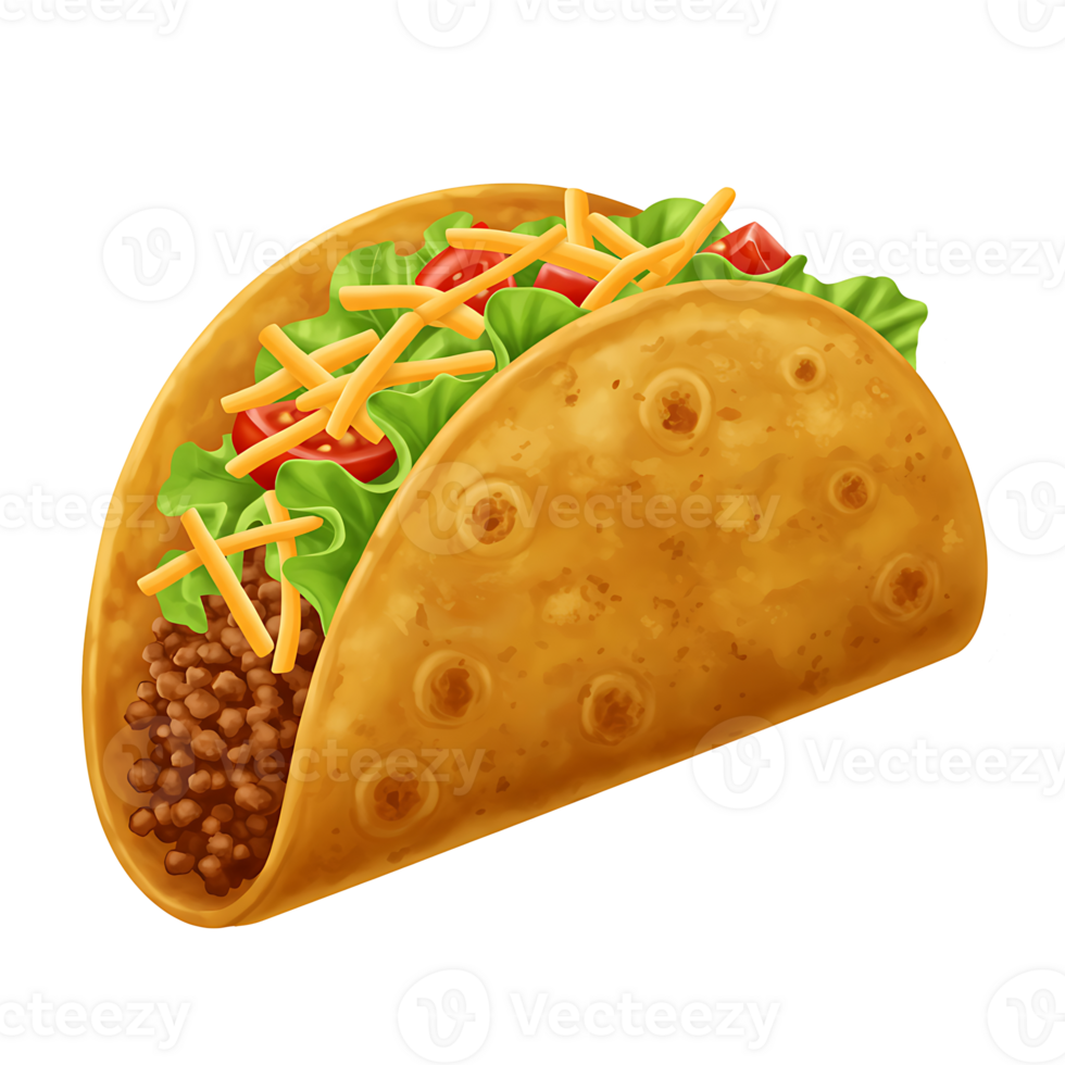 Crispy tacos with seasoned meat and veggies perfect for food design png