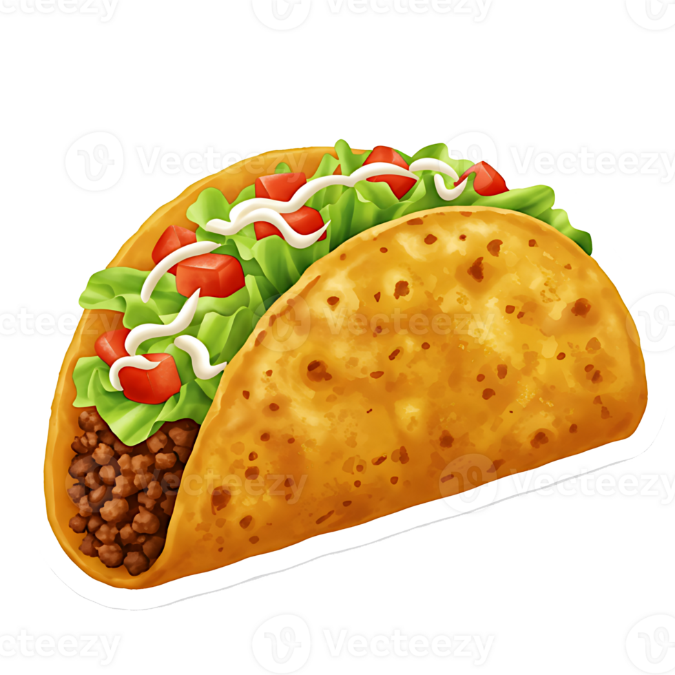 Row of tacos with crunchy shells packed with meat lettuce and toppings png