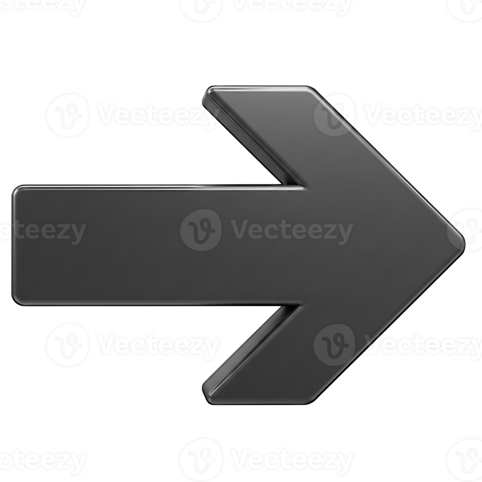 Dark Gray 3D Arrow Pointing Right for Web Design png