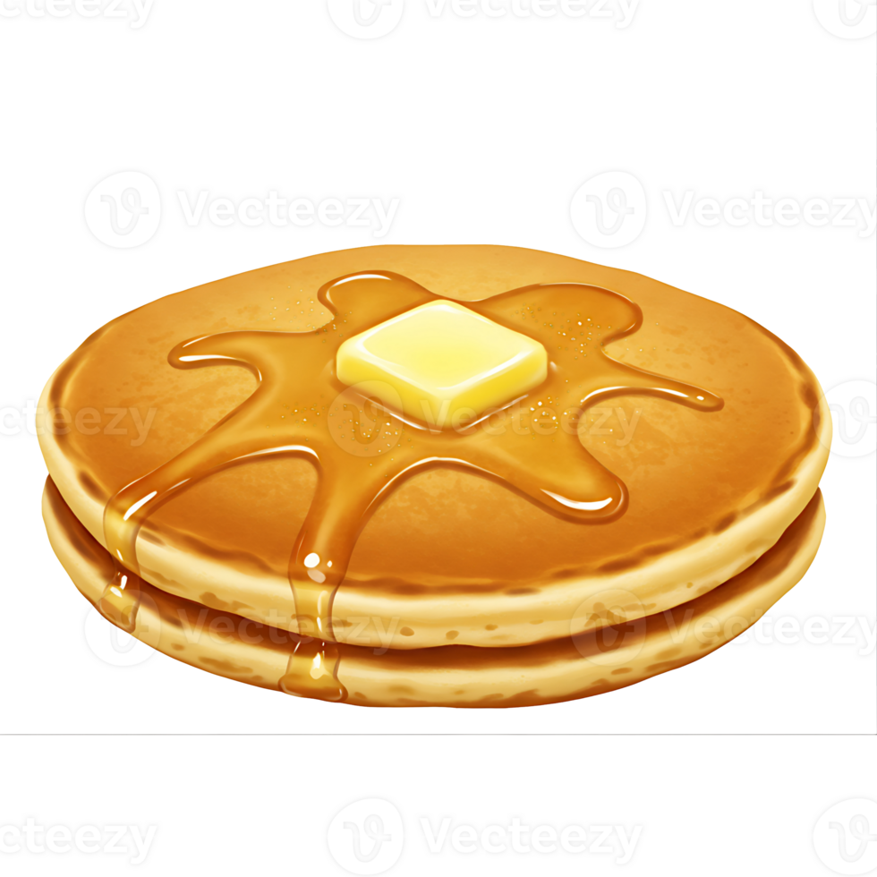 Tasty pancakes with maple syrup and whipped topping for menus png