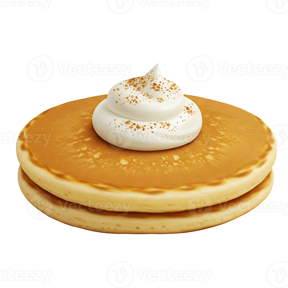 Sweet breakfast pancake with whipped cream and golden brown color png