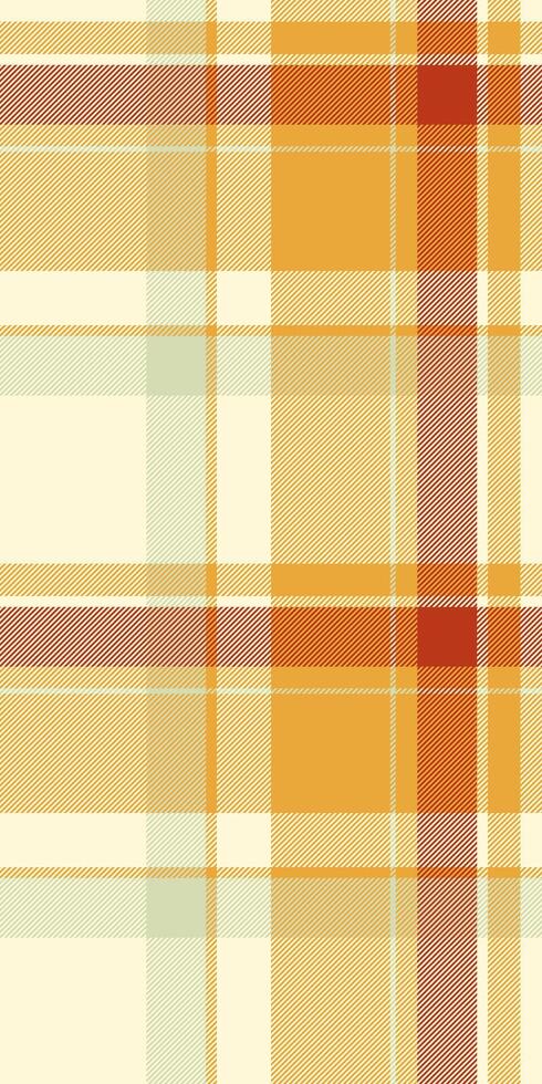 Relief seamless fabric , oriental texture plaid pattern. Large background tartan check textile in cornsilk and amber colors. vector
