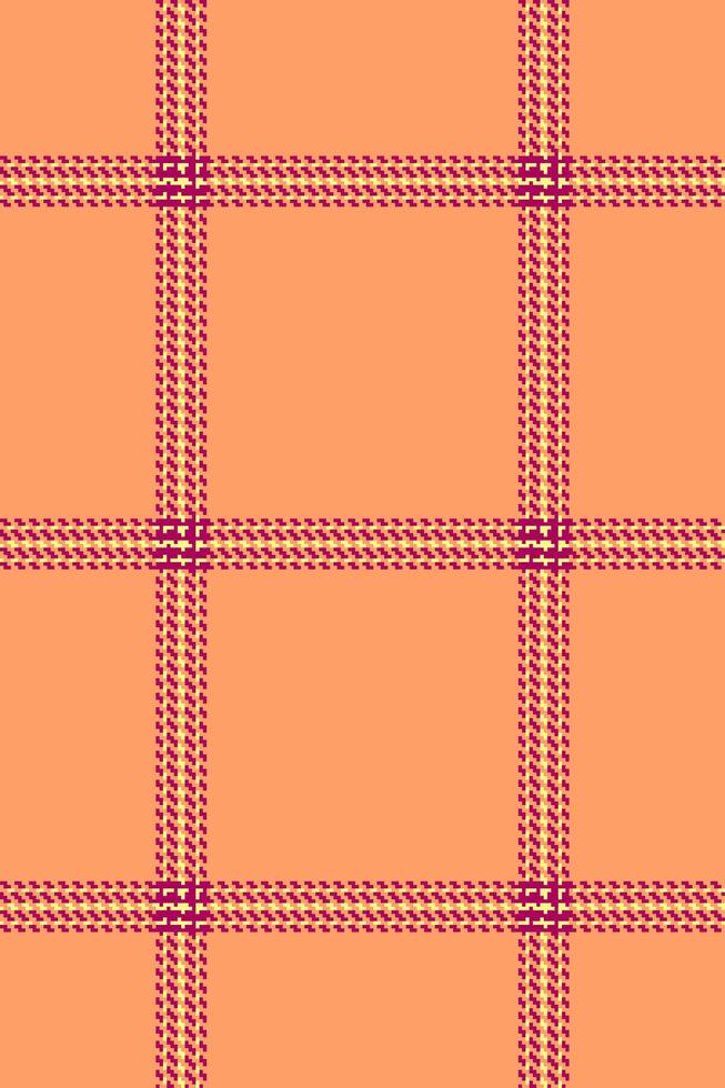 Tie plaid seamless textile, model check texture tartan. Packaging pattern fabric background in orange and pink colors. vector