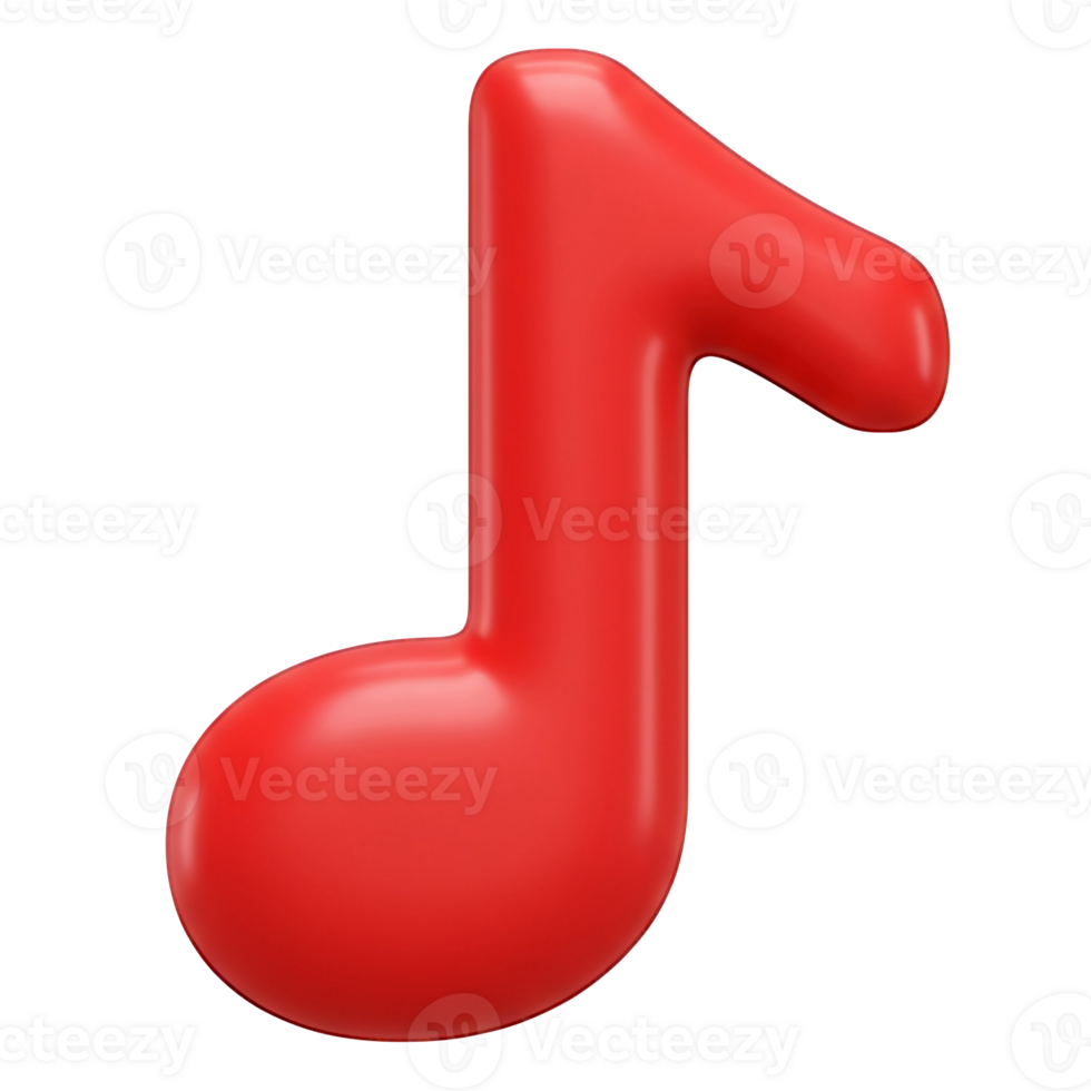 3D Render of a Red Music Note Icon png