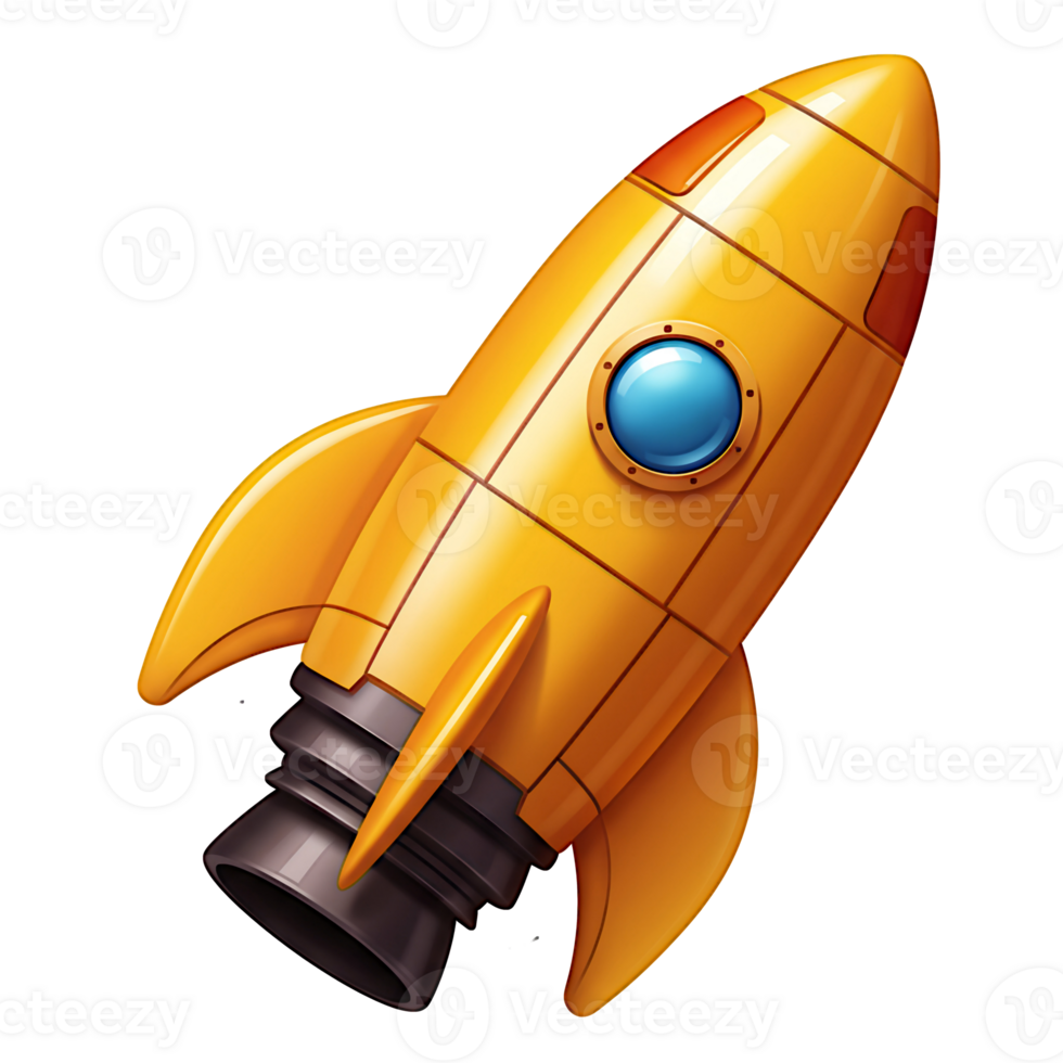 Cute Yellow Cartoon Rocket Ship for Kids Design png