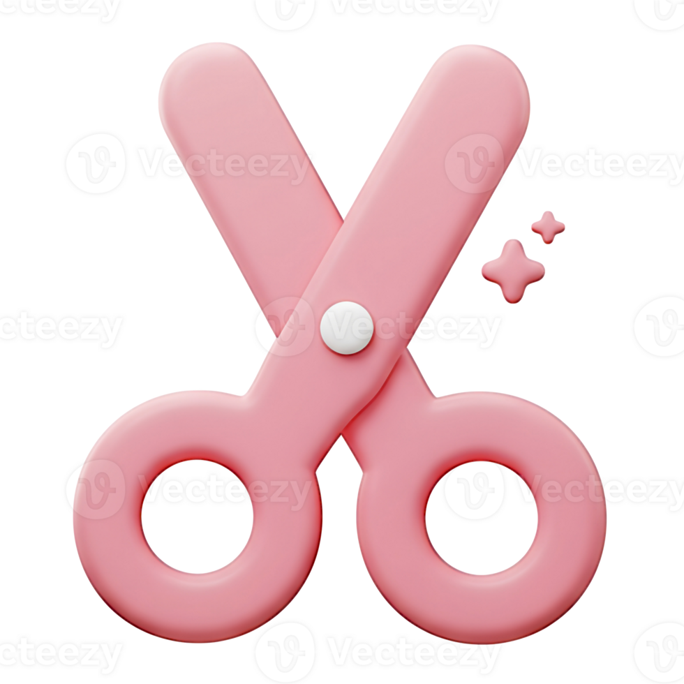 Pink 3D Rendered Scissors with Sparkling Effect png
