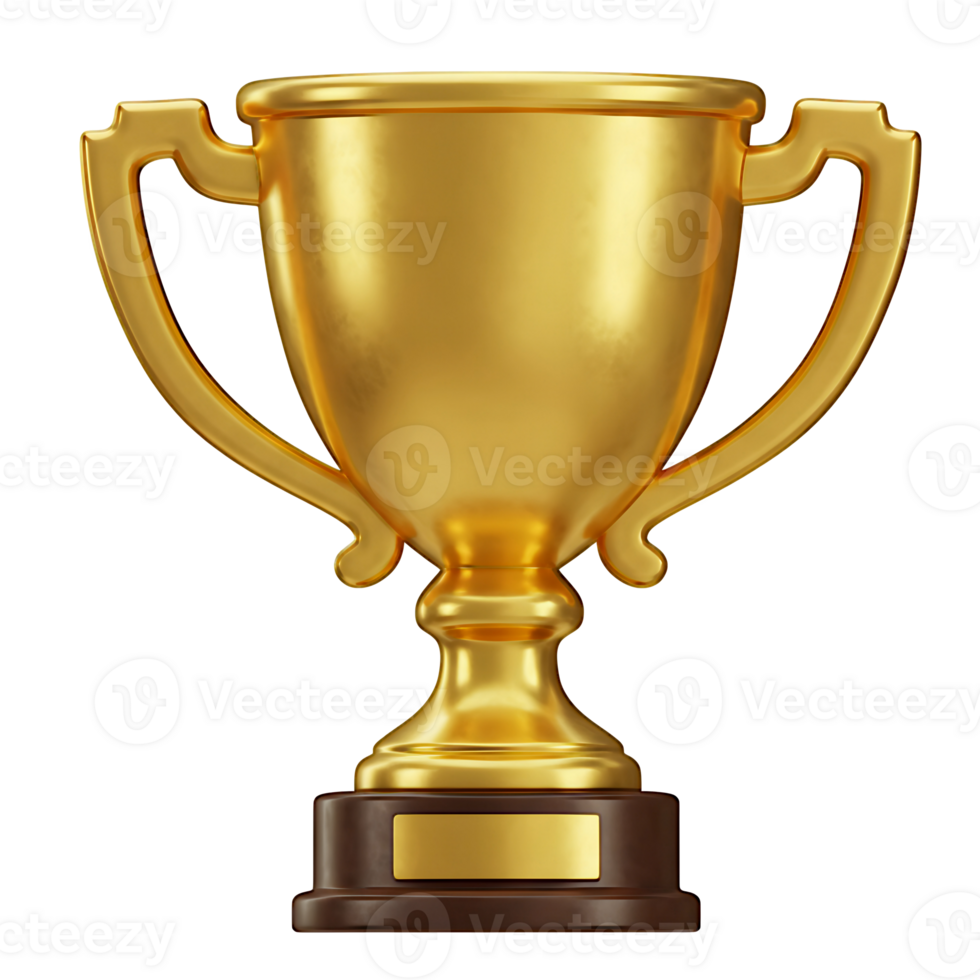Shiny Golden Trophy Cup with Dark Brown Base png