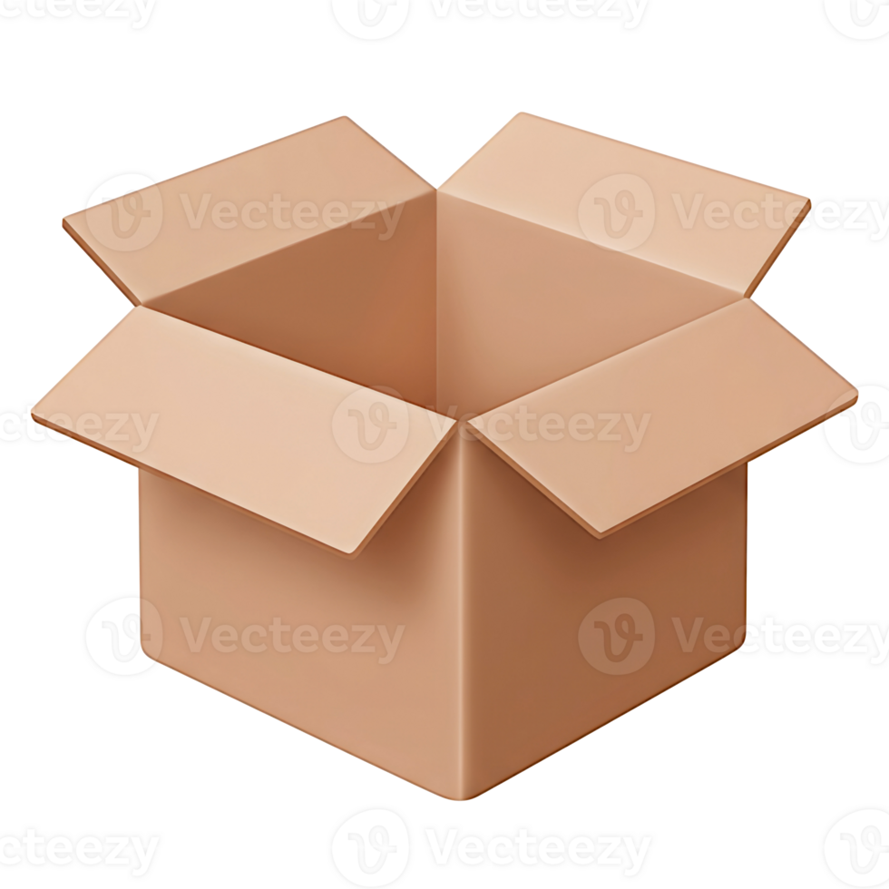 Open Cardboard Box Mockup Isolated Black Background png
