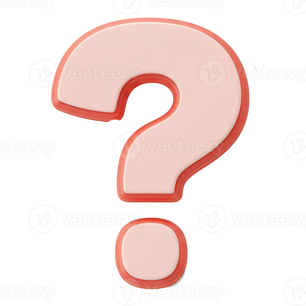 3D Render of a Pink and Coral Question Mark png