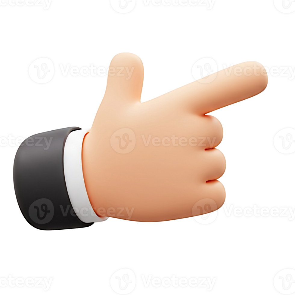 3D Cartoon Hand Gesturing Rightward Direction Pointer png
