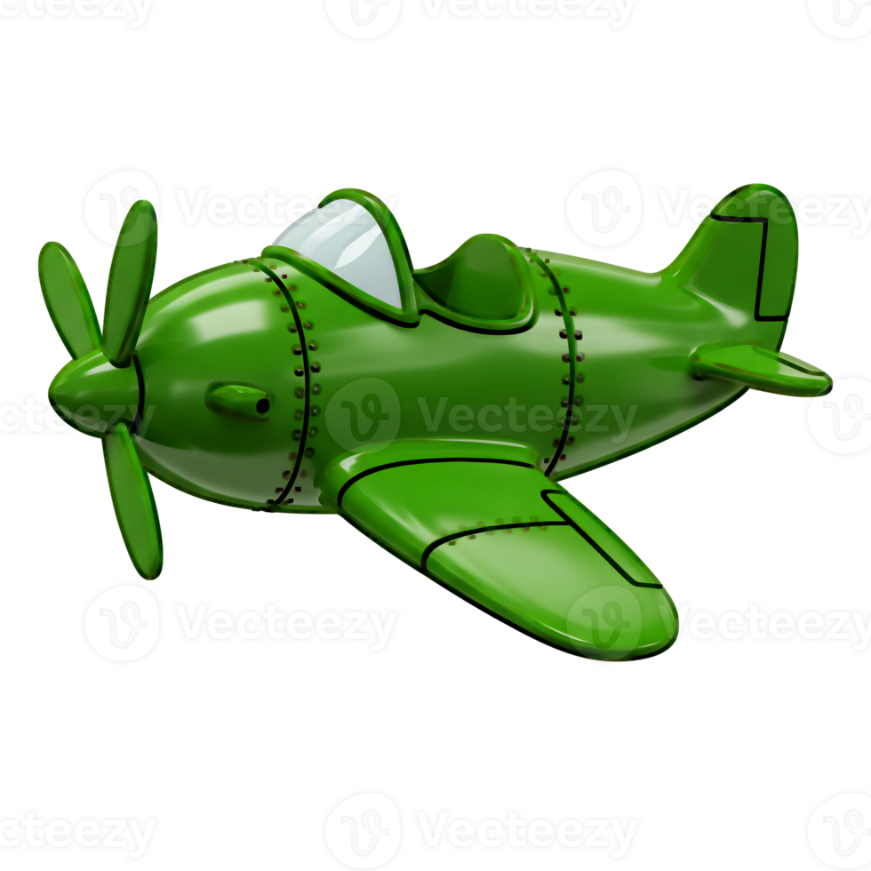Cartoon Green Airplane Propeller Toy 3D Render png