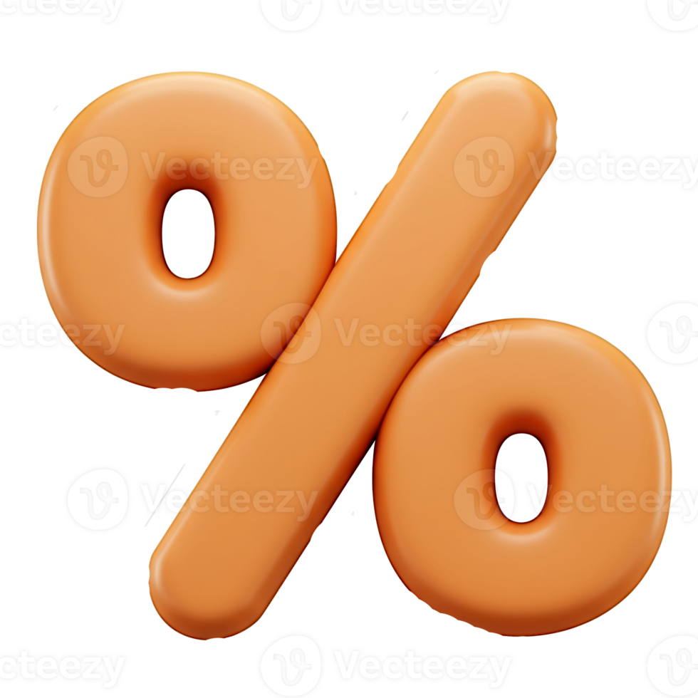 3D Render of a Peach Colored Percentage Symbol png