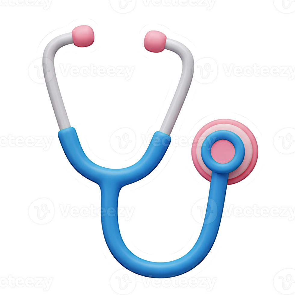 3D Render of a Blue and Pink Stethoscope Medical Icon png