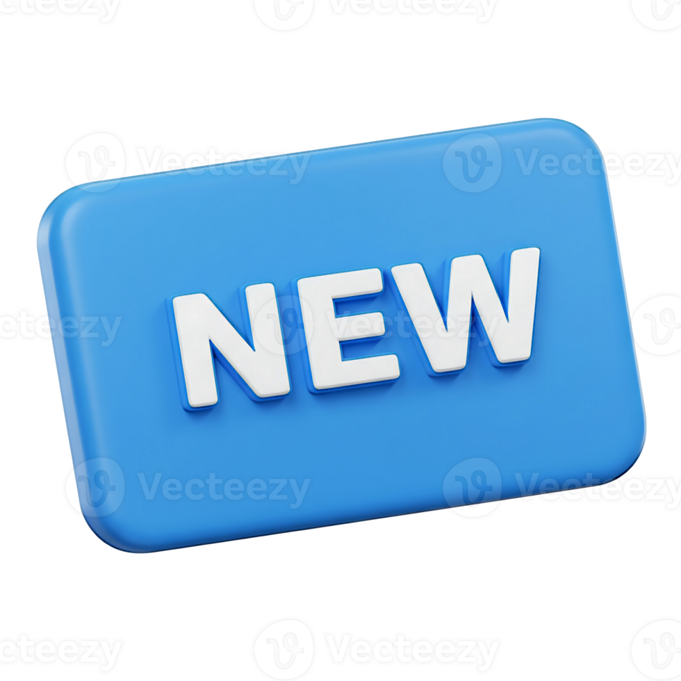 3D Render of a Blue New Button for Website Design png