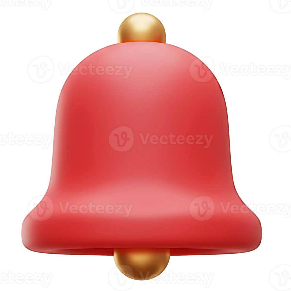 Red and Gold 3D Rendered Bell Notification Icon png